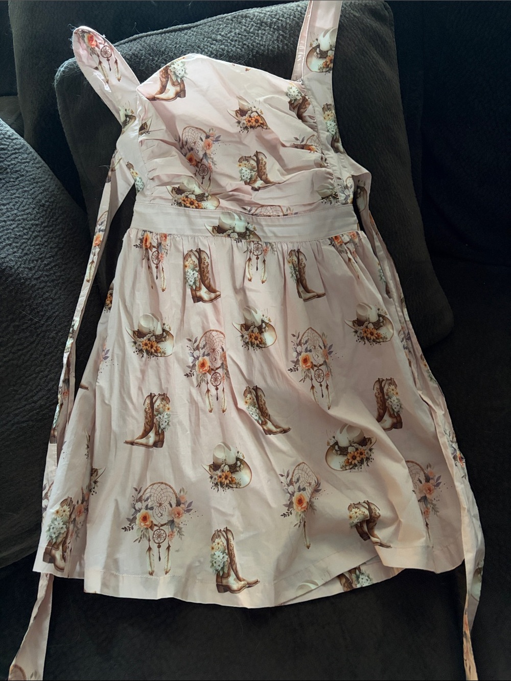 Girls' Pink Floral Western Print Sundress